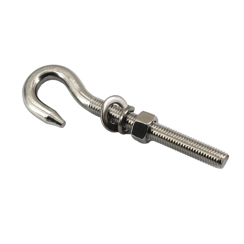 Faspiroty 2Pcs M16 Stainless Steel Eye Bolt with Nut and Washers Long Shank Threaded Rod Round Hook Eyelet Bolt Screw - Image 2